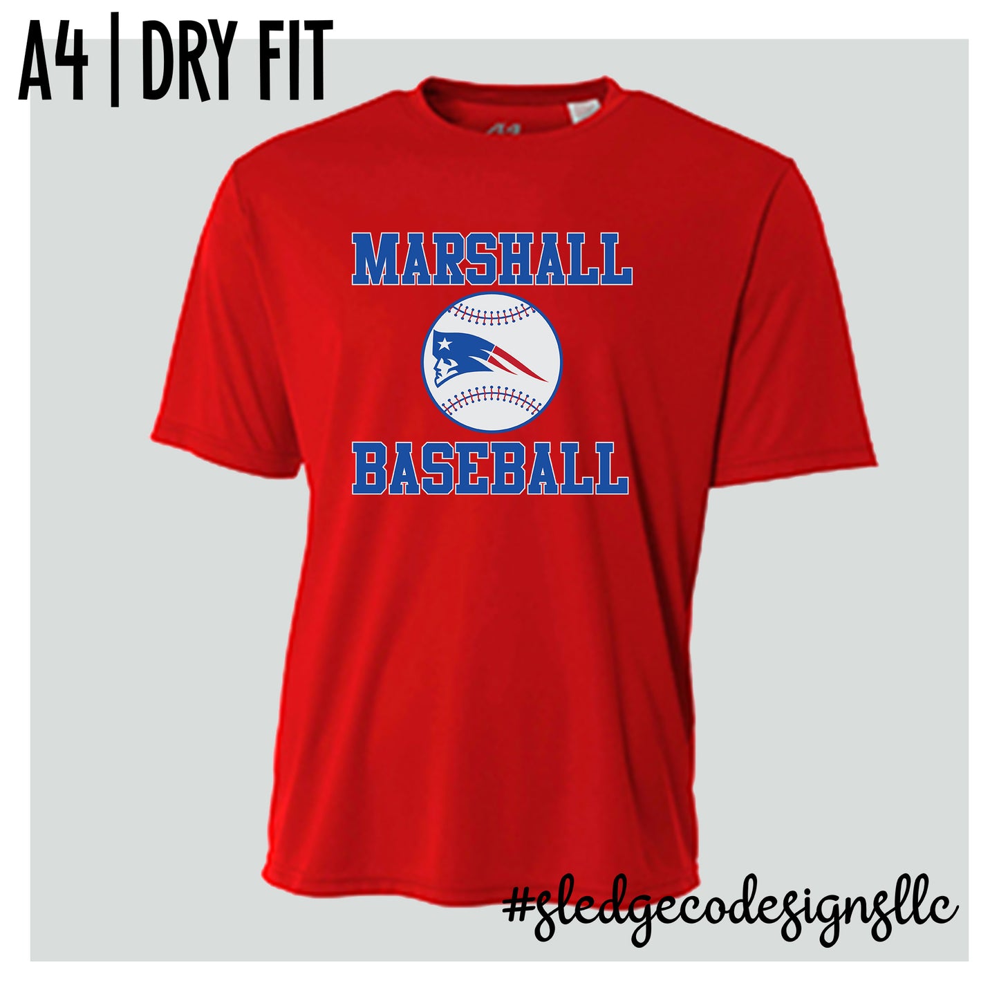 Marshall Academy Patriots | BASEBALL | A4 DRY FIT | Custom Unisex Tshirt