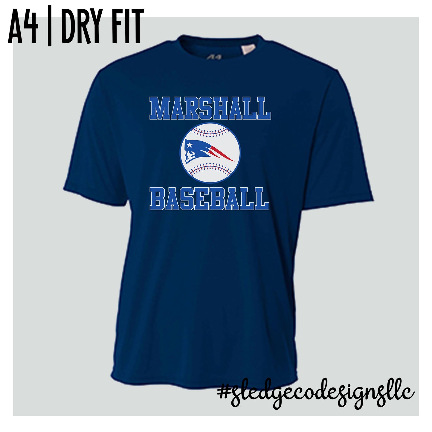 Marshall Academy Patriots | BASEBALL | A4 DRY FIT | Custom Unisex Tshirt