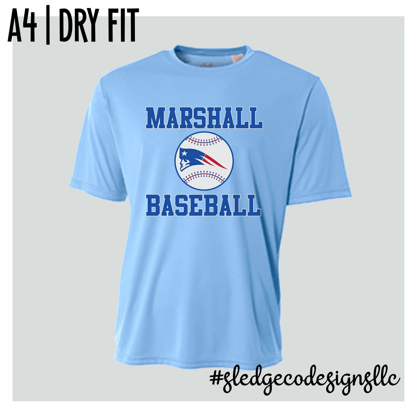 Marshall Academy Patriots | BASEBALL | A4 DRY FIT | Custom Unisex Tshirt