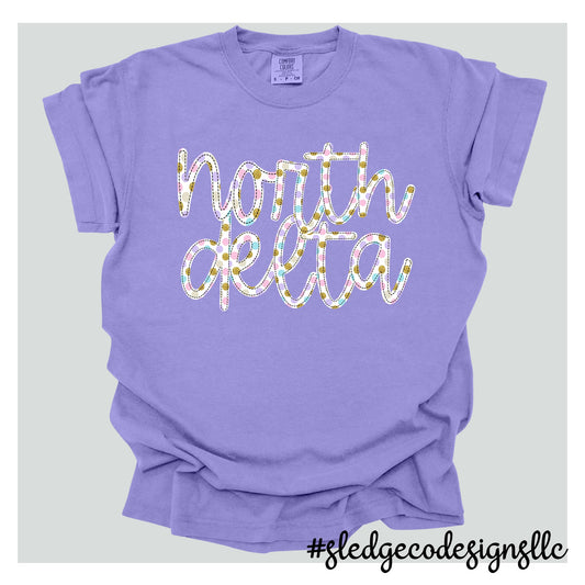 NORTH DELTA | polka dot script | Custom Unisex Tshirt