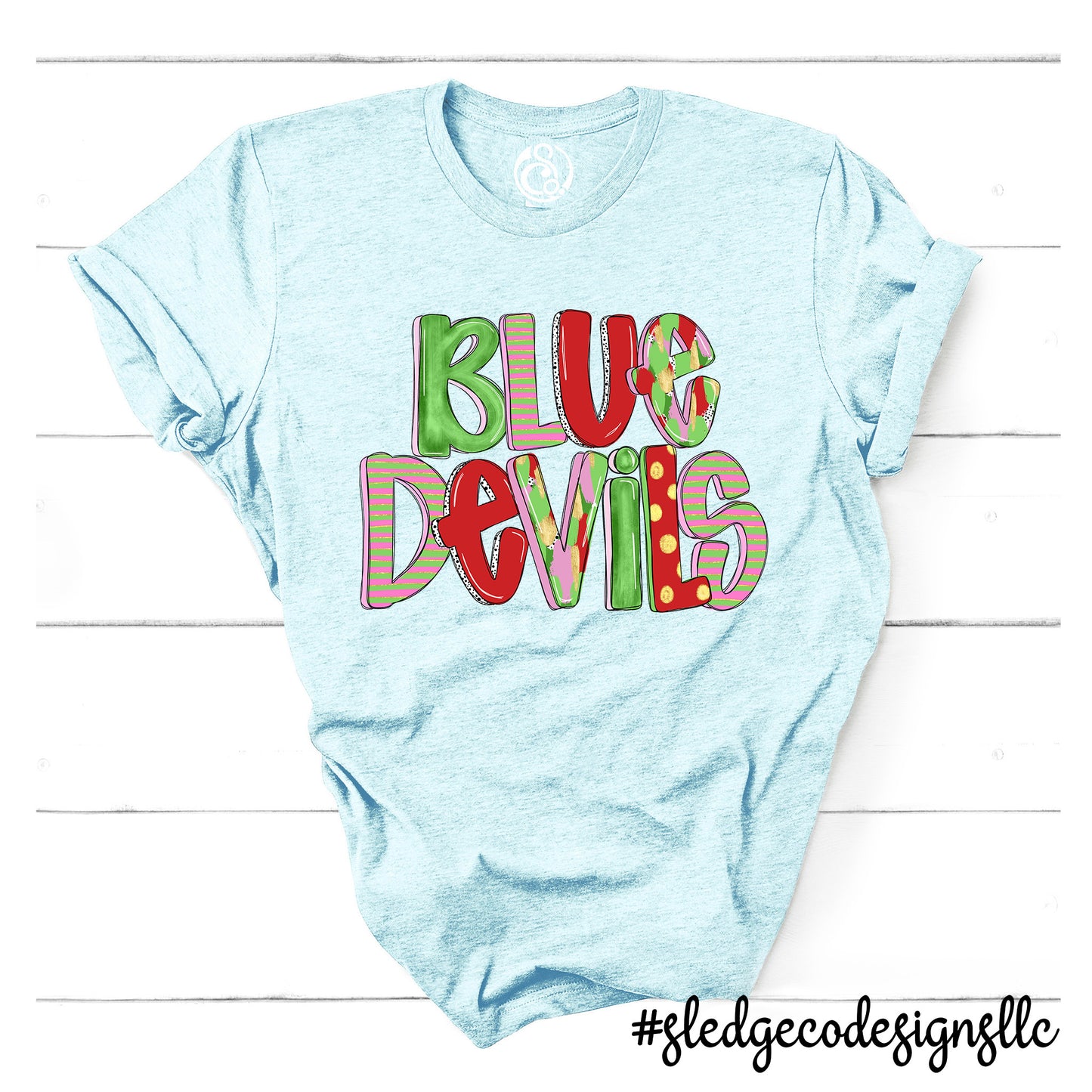 TUNICA ACADEMY BLUE DEVILS | CHRISTMAS DOODLE | Custom Unisex Tshirt