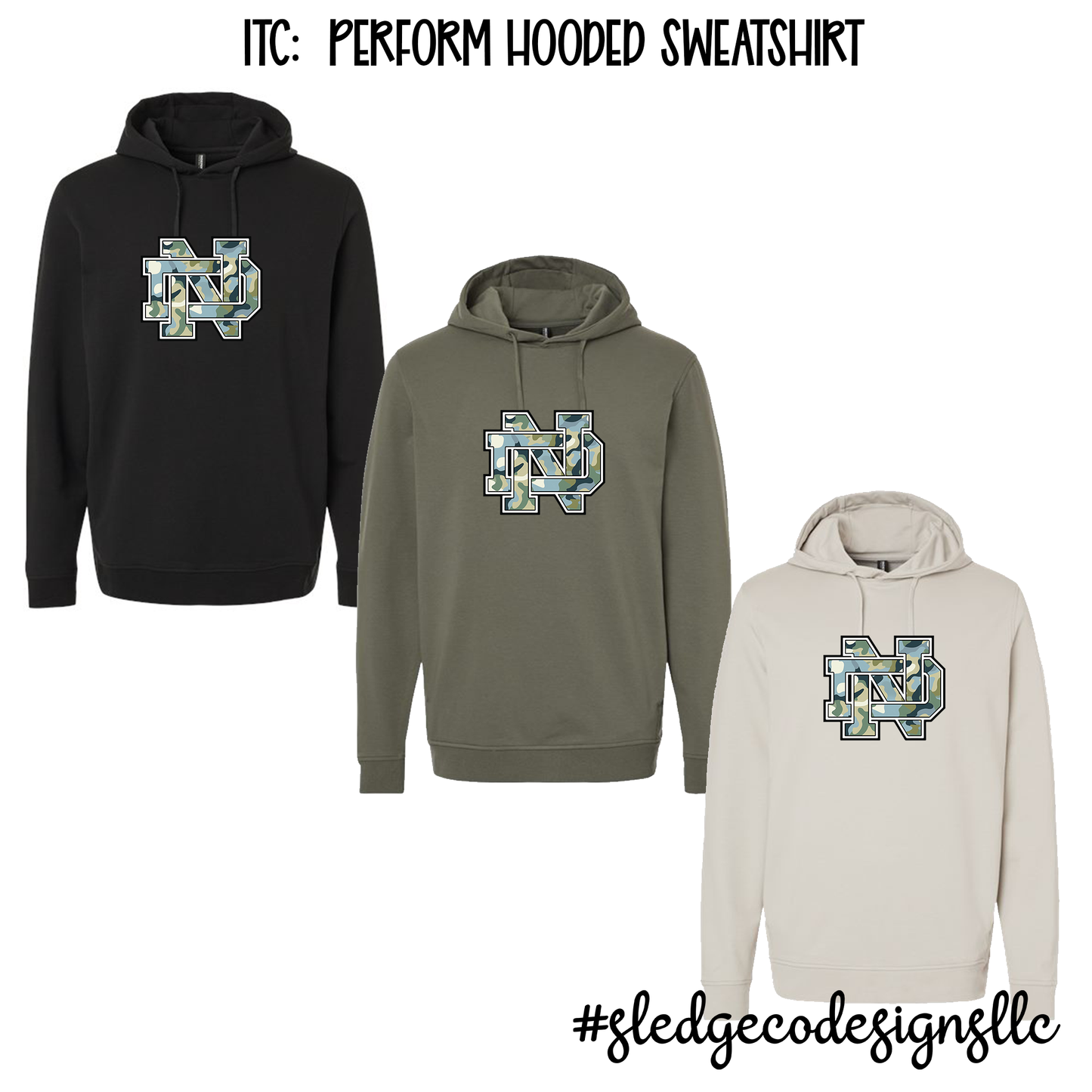 NORTH DELTA | BLUE CAMO | Independent Trading Co. | Performance DRI FIT HOODIE