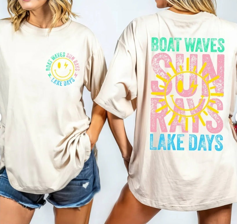 BOAT WAVES SUN RAYS LAKE DAYS | Custom Unisex TSHIRT