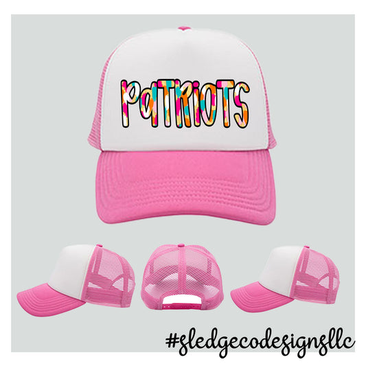 PATRIOTS WATERCOLOR  | TRUCKER HAT PINK