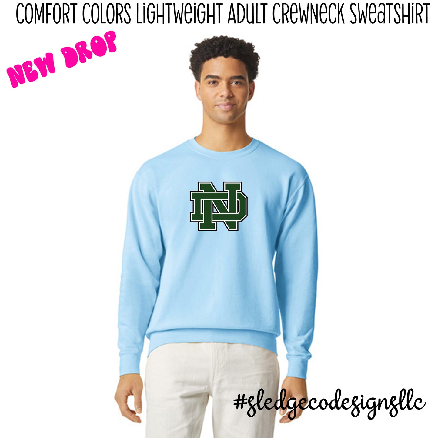 NORTH DELTA GREEN WAVES | NEW!  COMFORT COLORS LIGHTWEIGHT SWEATSHIRT