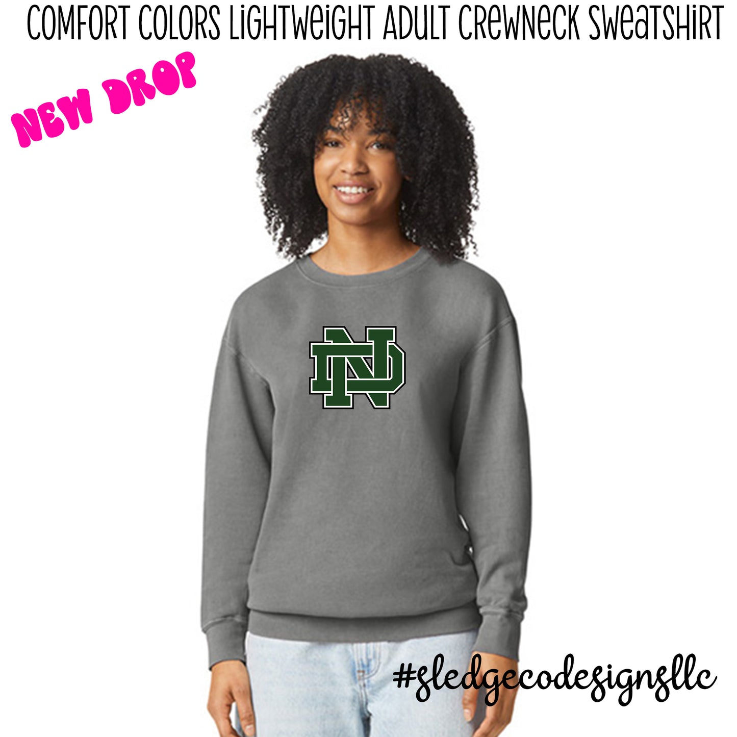 NORTH DELTA GREEN WAVES | NEW!  COMFORT COLORS LIGHTWEIGHT SWEATSHIRT