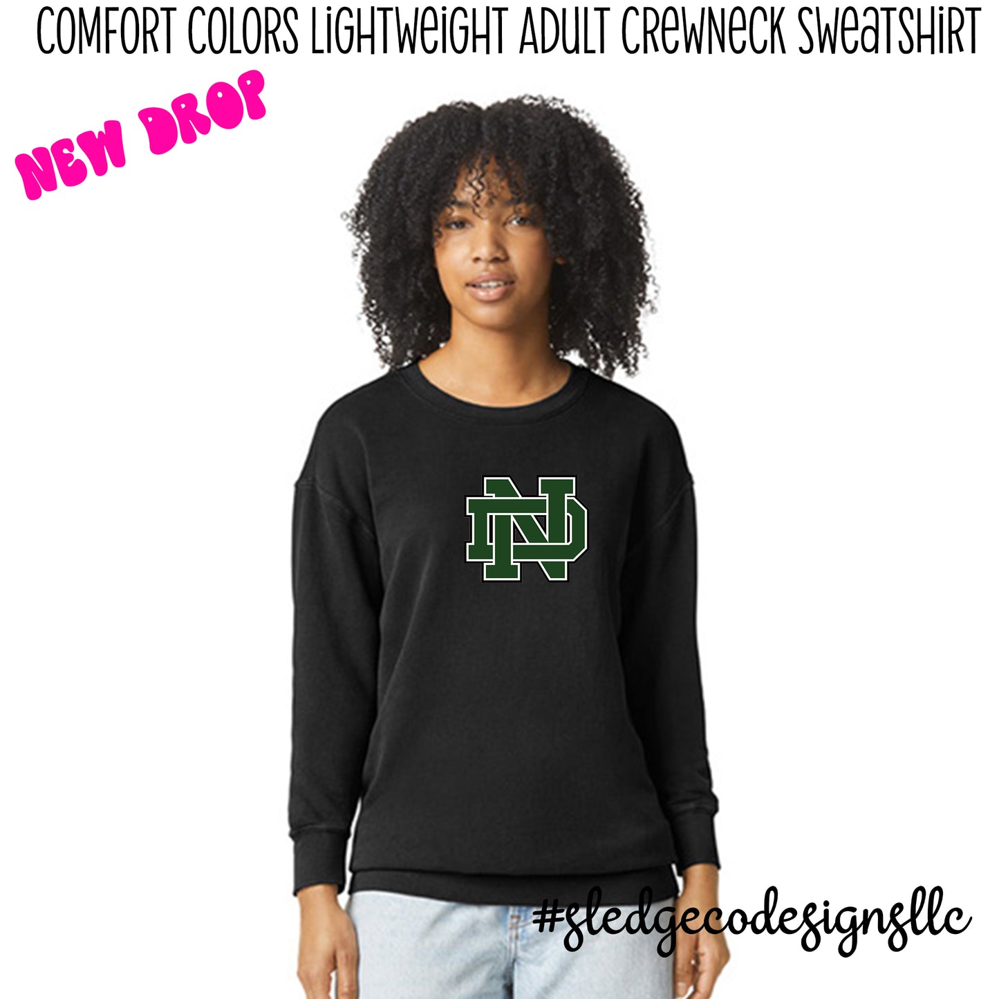 NORTH DELTA GREEN WAVES | NEW!  COMFORT COLORS LIGHTWEIGHT SWEATSHIRT