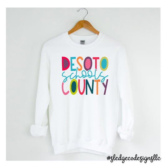 Desoto County Schools COLORFUL STACKED  | CUSTOM UNISEX SWEATSHIRT