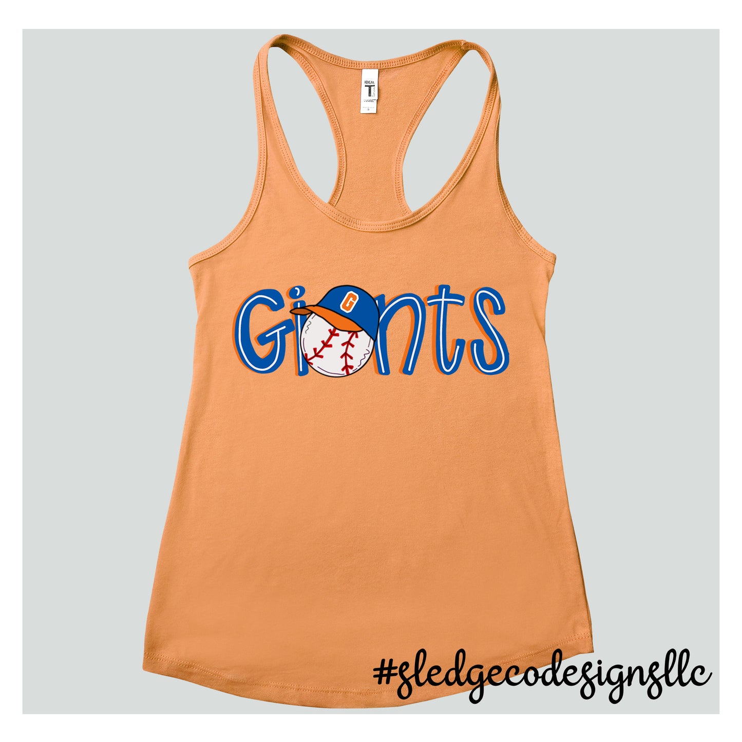 GIANTS BASEBALL HAND DRAWN TANK |  Women's NEXT LEVEL Racerback Tank