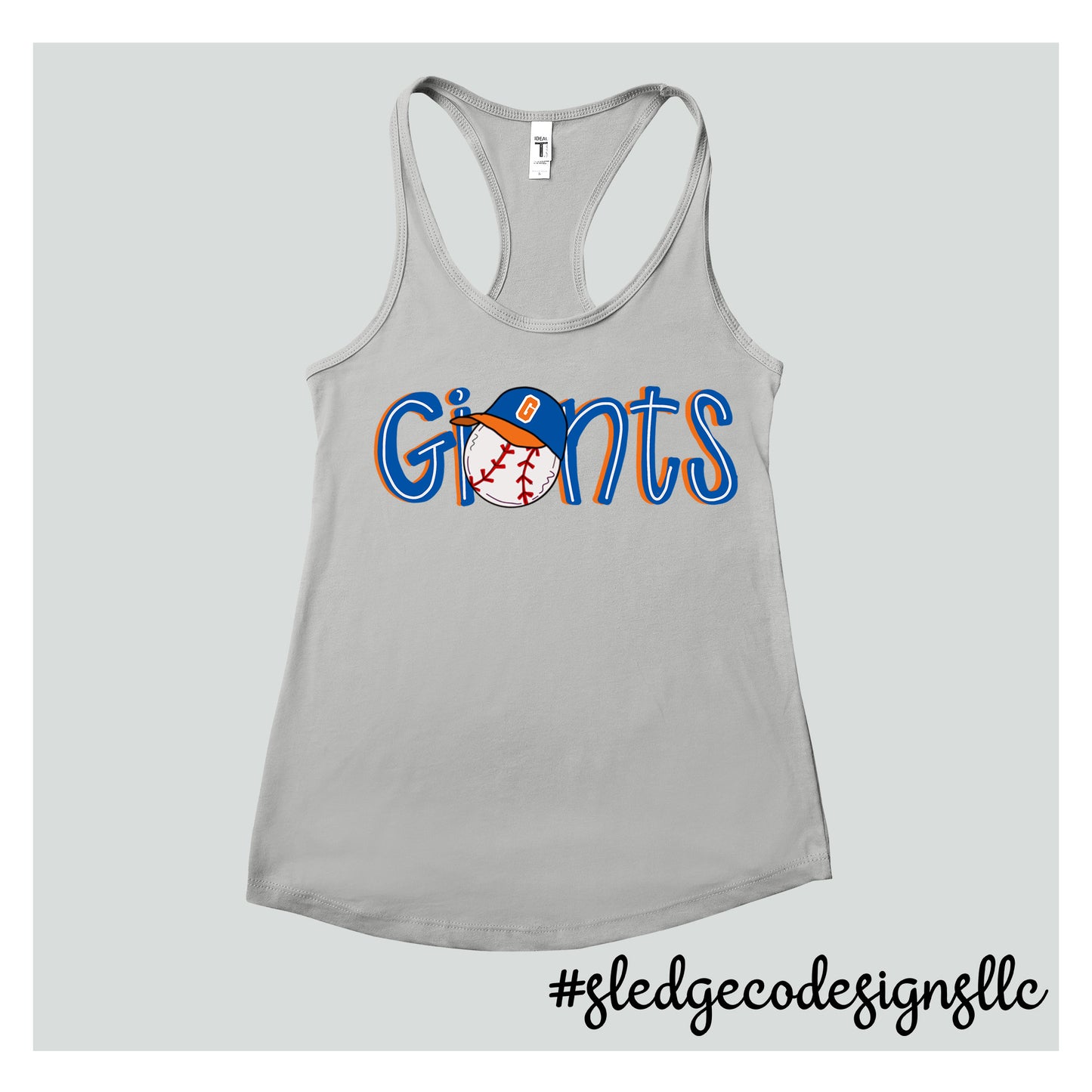 GIANTS BASEBALL HAND DRAWN TANK |  Women's NEXT LEVEL Racerback Tank