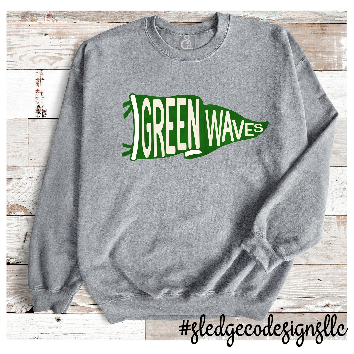 NORTH DELTA GREENWAVES PENNANT FLAG | CUSTOM UNISEX SWEATSHIRT