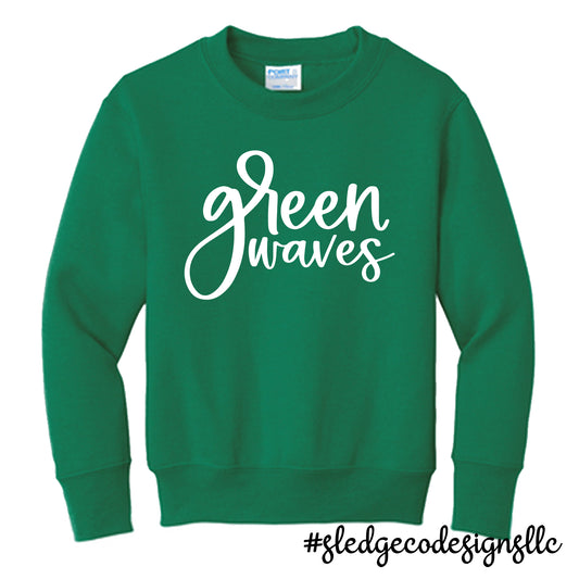 PREORDER: NORTH DELTA GREENWAVES SCRIPT | CUSTOM UNISEX HANDDRAWN SWEATSHIRT