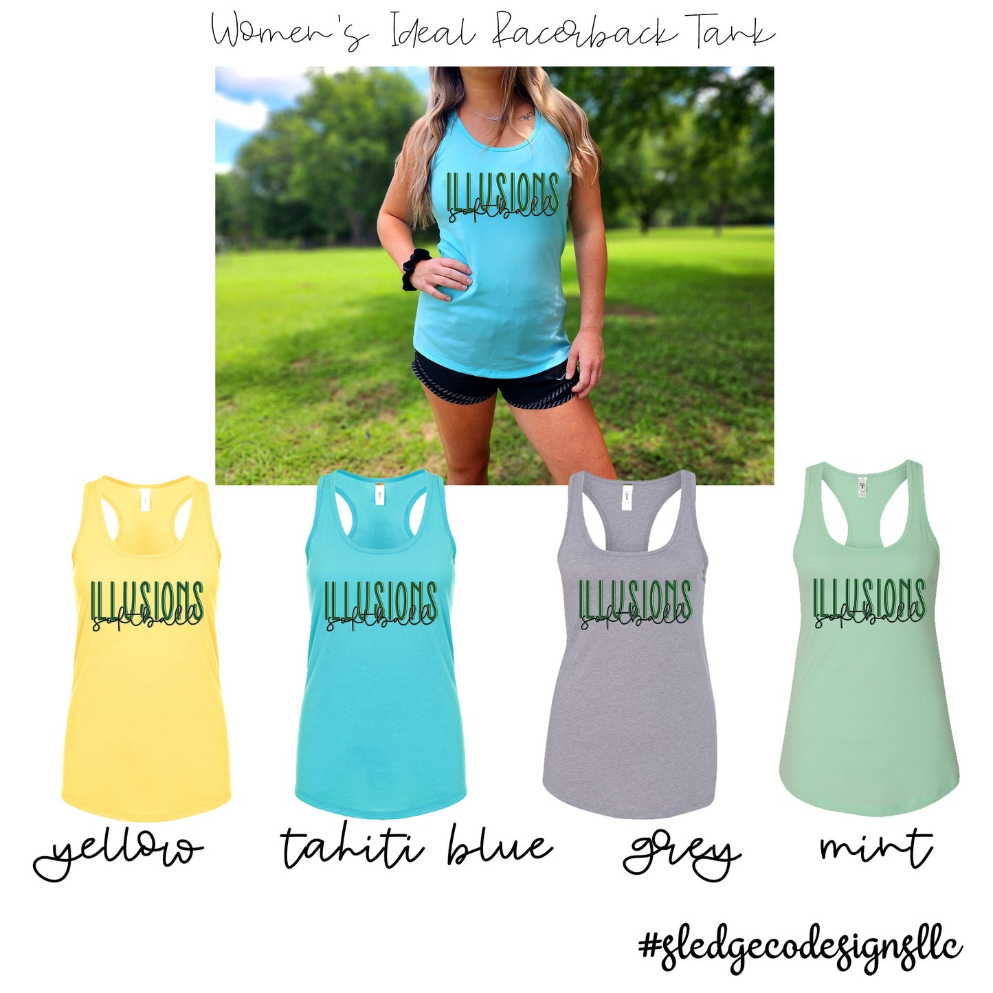 ILLUSIONS SOFTBALL DUO | Womens Ideal Racerback Tank