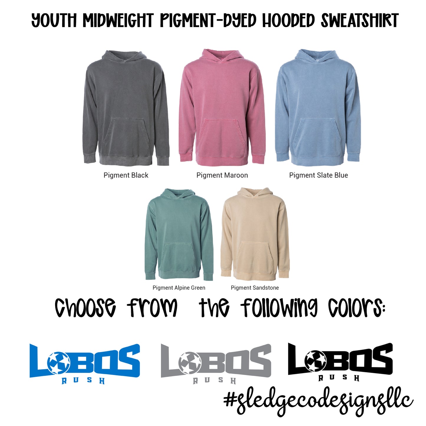 LOBOS RUSH SOCCER | ITC Midweight Pigment-Dyed HOODIE | YOUTH 2nd round