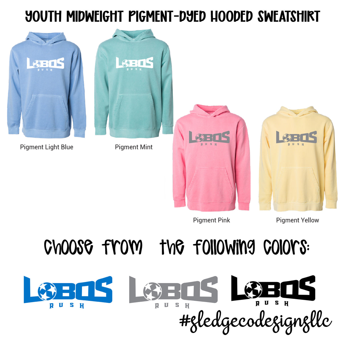 LOBOS RUSH SOCCER | ITC Midweight Pigment-Dyed HOODIE | YOUTH