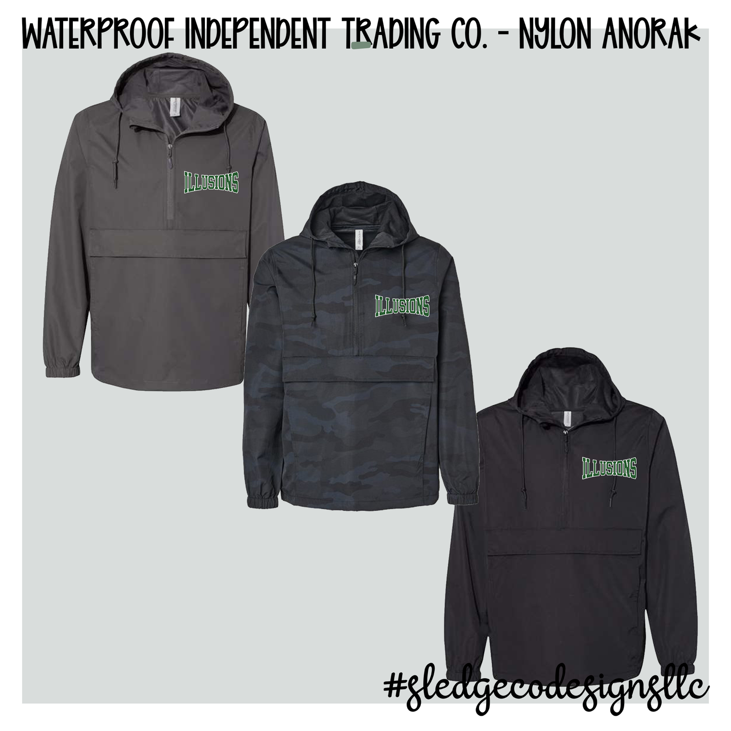 ILLUSIONS SOFTBALL LOGO | Independent Trading Co. | Nylon Anorak | Waterproof Rainjacket