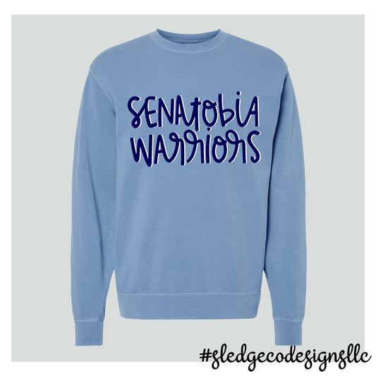SENATOBIA WARRIORS | SCRIPT | Midweight Pigment-Dyed Crewneck Sweatshirt