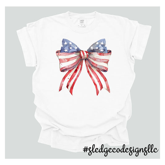 JULY 4TH WATERCOLOR AMERICAN BOW | Custom Unisex TSHIRT