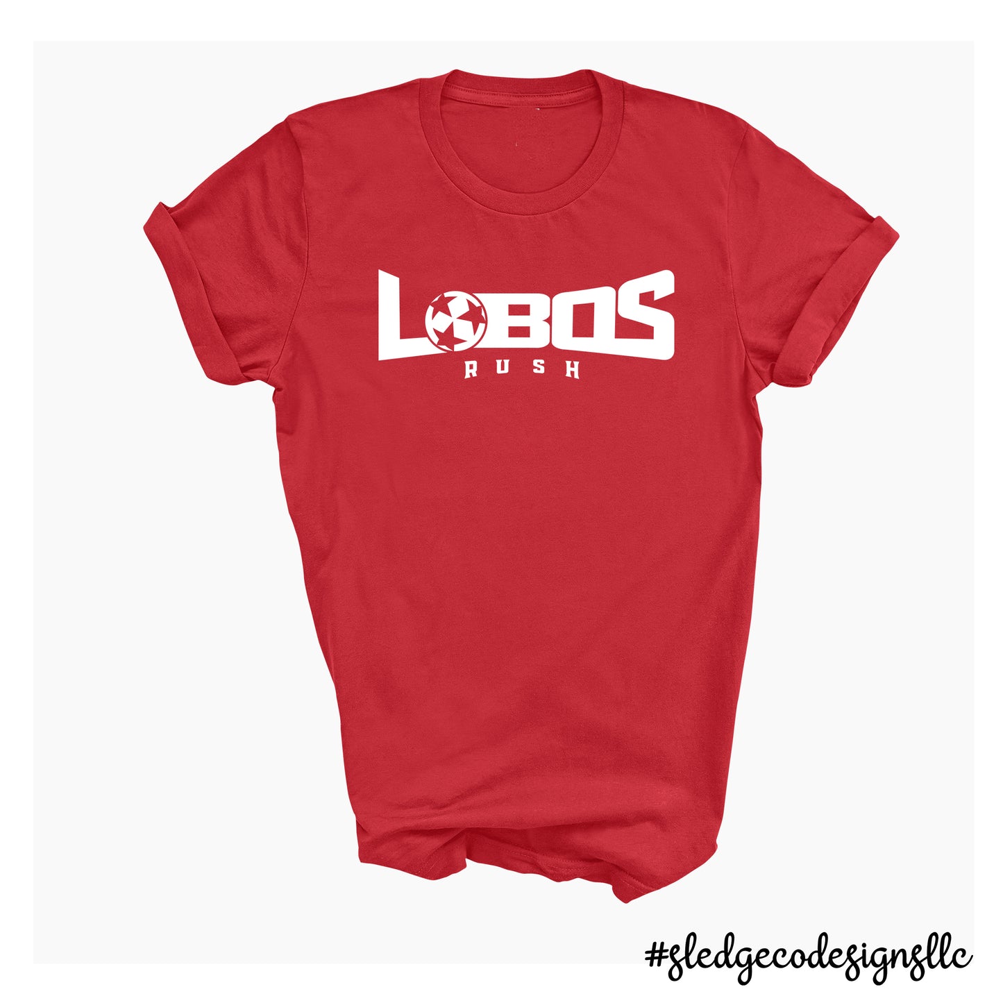 LOBOS RUSH SOCCER RED UNISEX TEE | LOBOS SOCCER | MADE TO ORDER