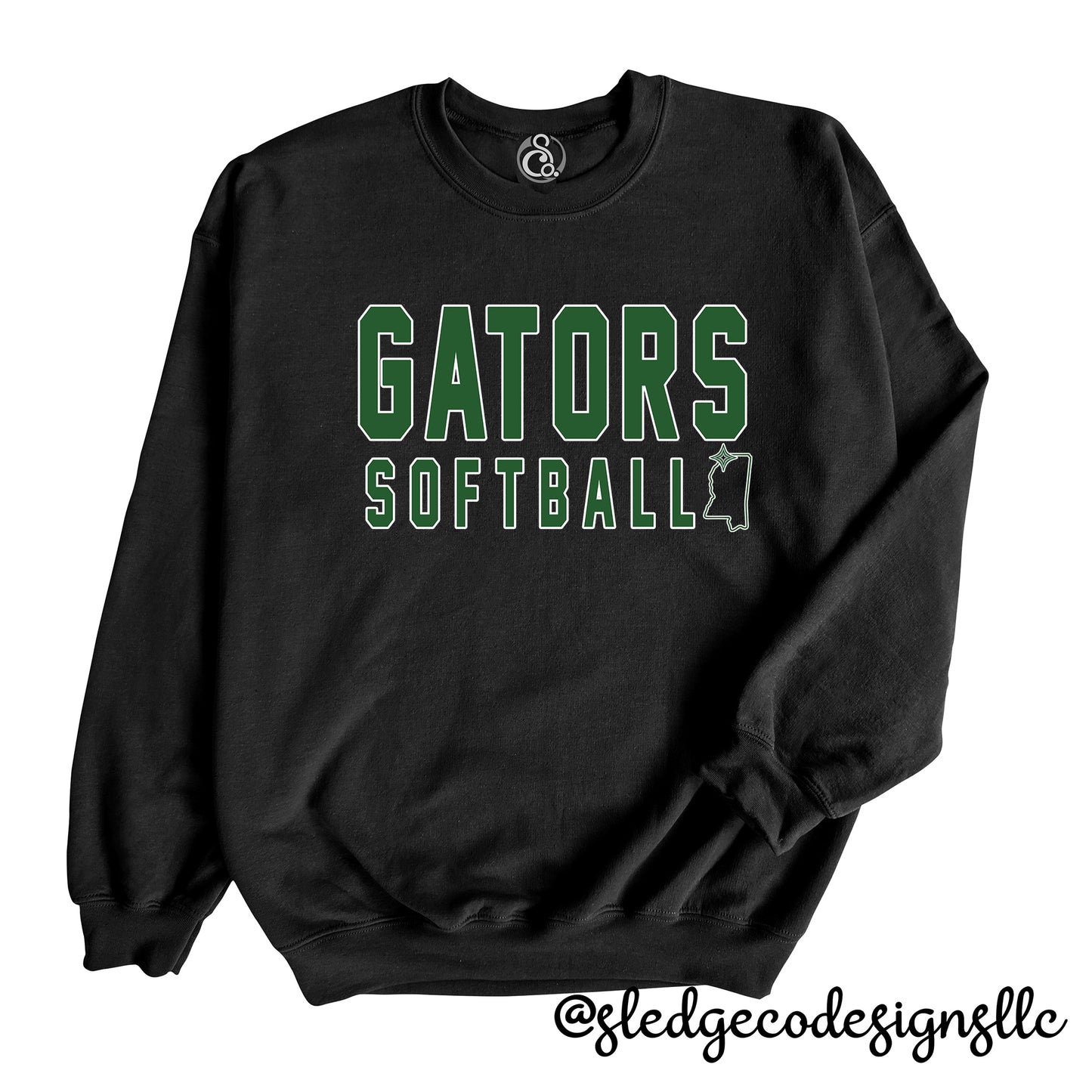 Lake Cormorant Fast Pitch Softball custom unisex sweatshirt featuring exclusive Mississippi softball spirit wear design by Sledge Co Designs.