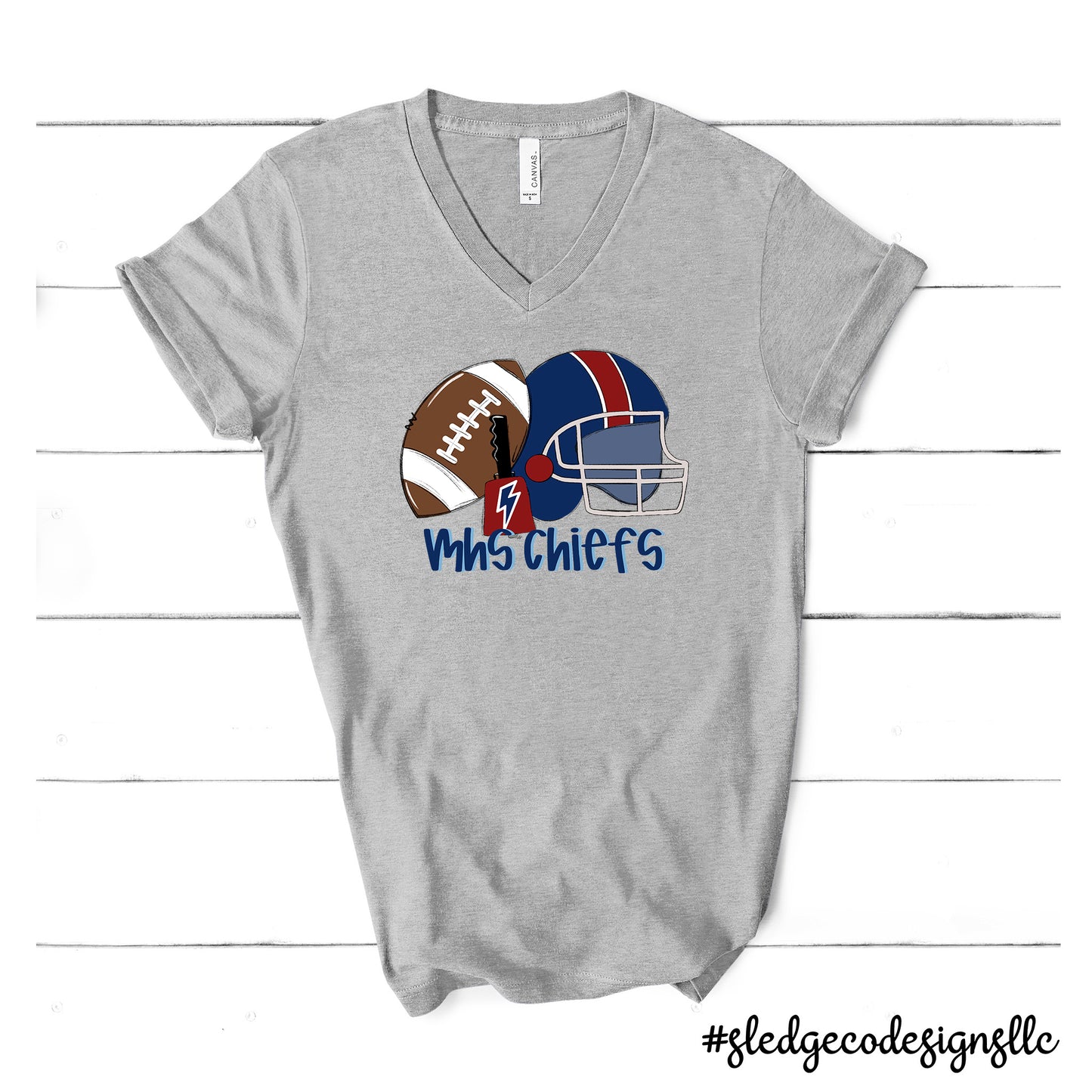 MAGNOLIA HEIGHTS | MHS FOOTBALL | VNECK Custom Unisex Tshirt