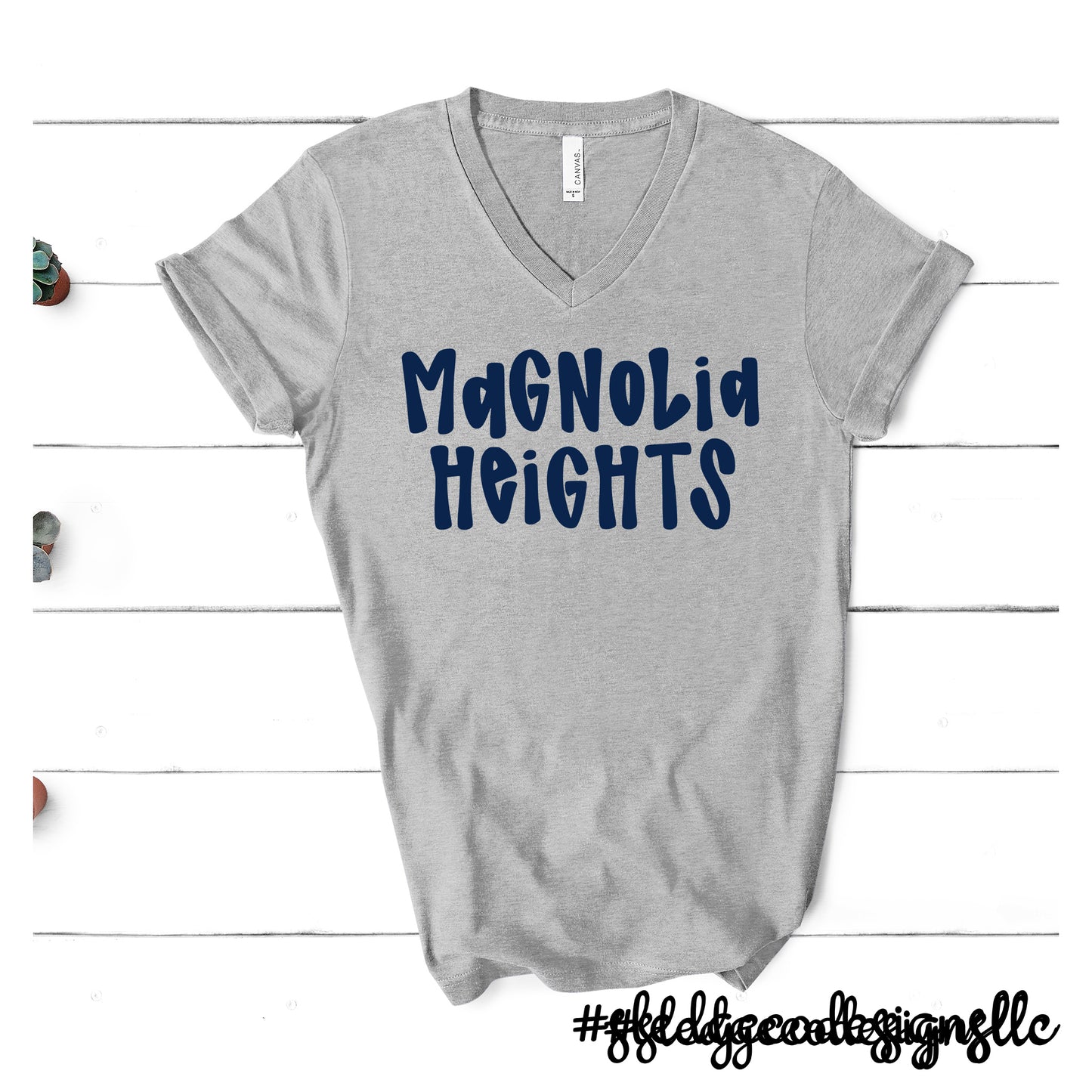 MAGNOLIA HEIGHTS | HAND DRAWN | UNISEX VNECK Custom Unisex Tshirt