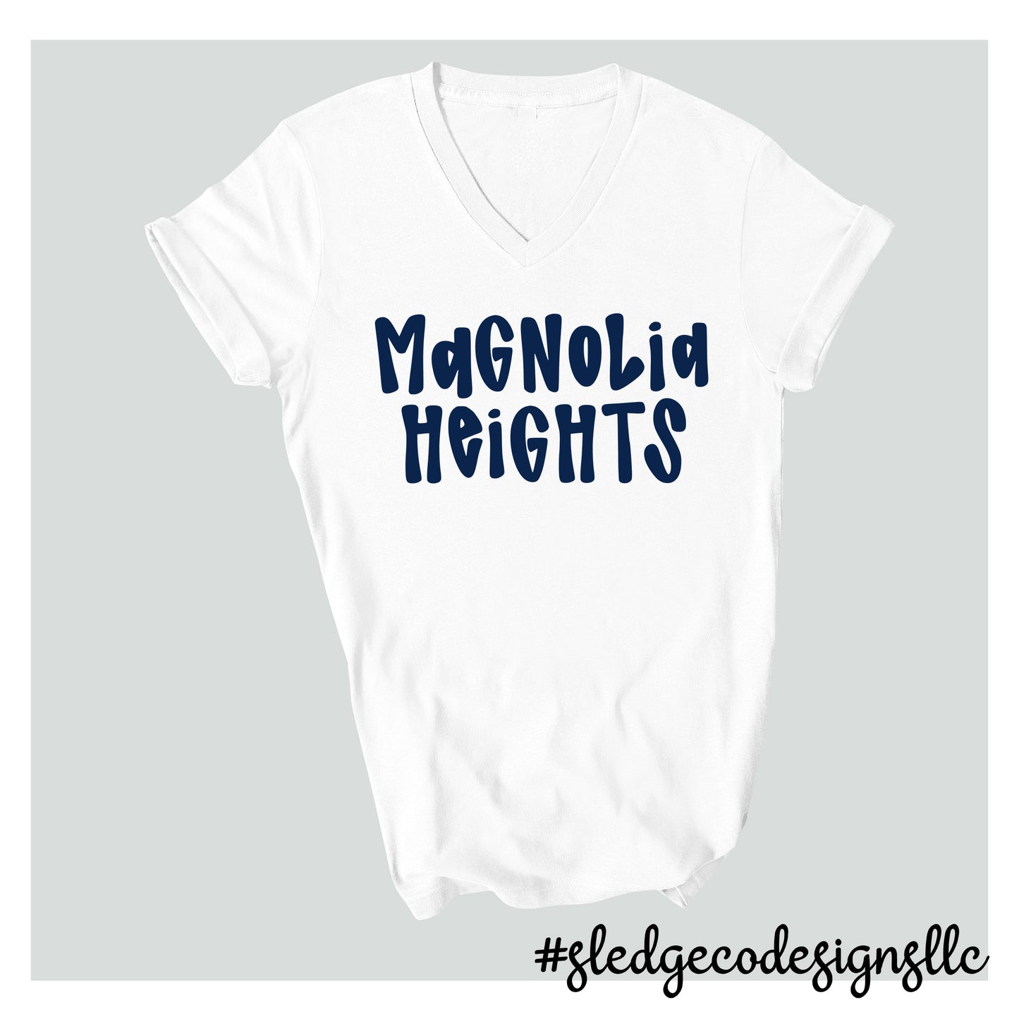 MAGNOLIA HEIGHTS | HAND DRAWN | UNISEX VNECK Custom Unisex Tshirt
