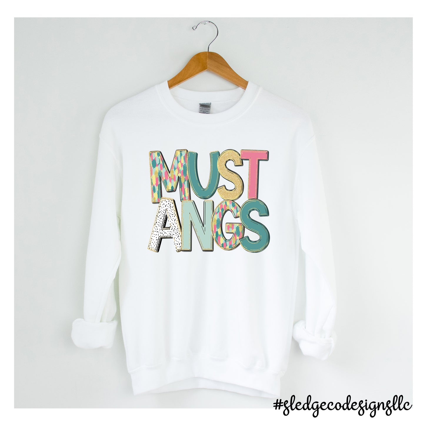 MUSTANGS | HAND DRAWN SPRING DOODLE | CUSTOM UNISEX SWEATSHIRT