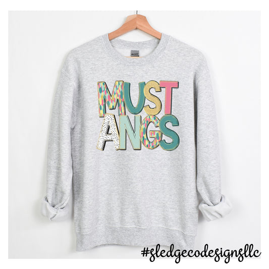 MUSTANGS | HAND DRAWN SPRING DOODLE | CUSTOM UNISEX SWEATSHIRT