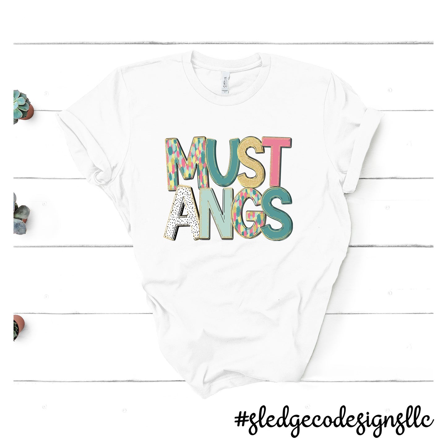 MUSTANGS | HAND DRAWN SPRING DOODLE |  Custom Unisex Tshirt