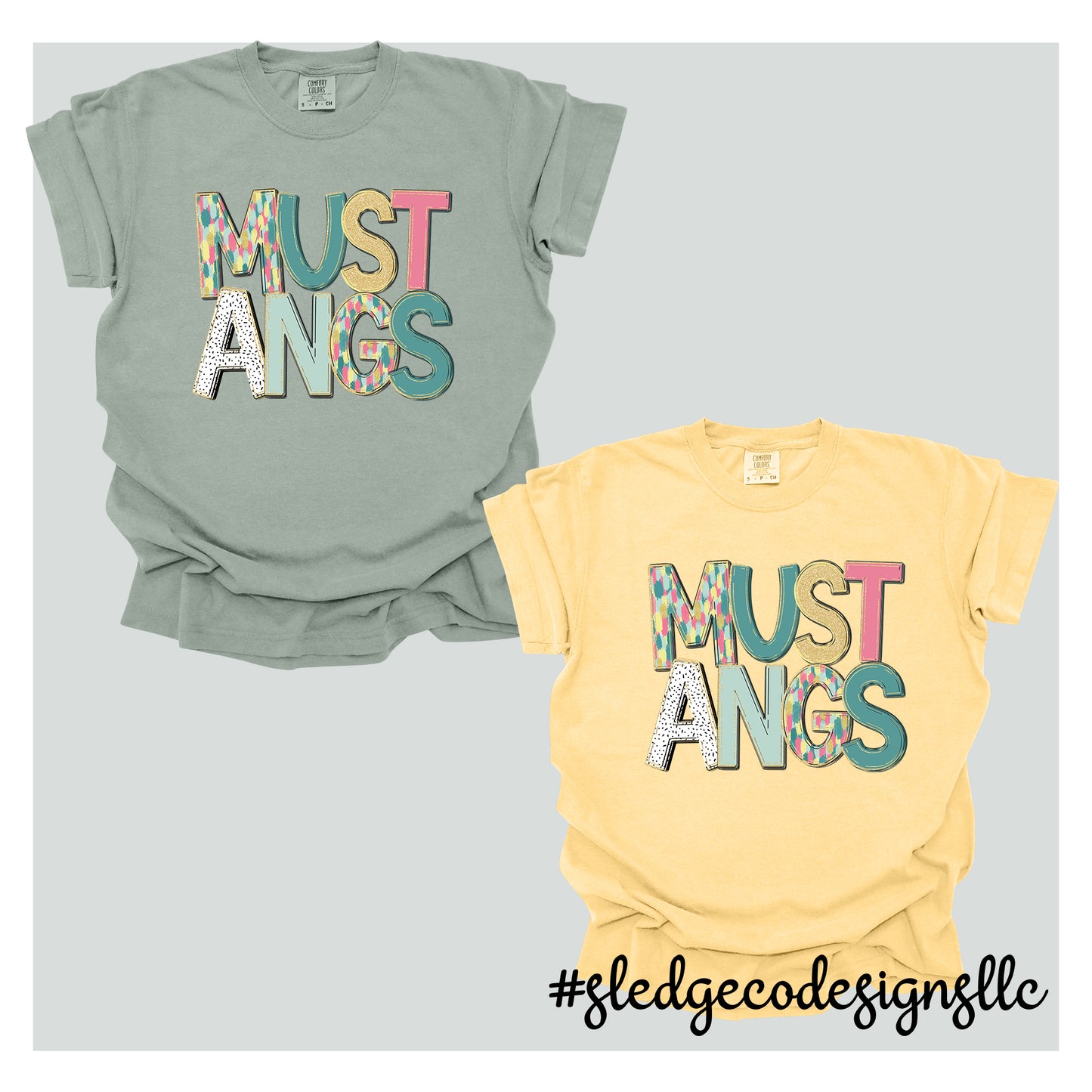 MUSTANGS | HAND DRAWN SPRING DOODLE |  Custom Unisex Tshirt