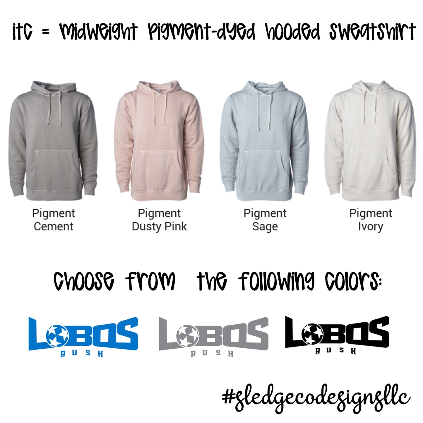 LOBOS RUSH SOCCER | ITC Midweight Pigment-Dyed HOODIE 1ST SET