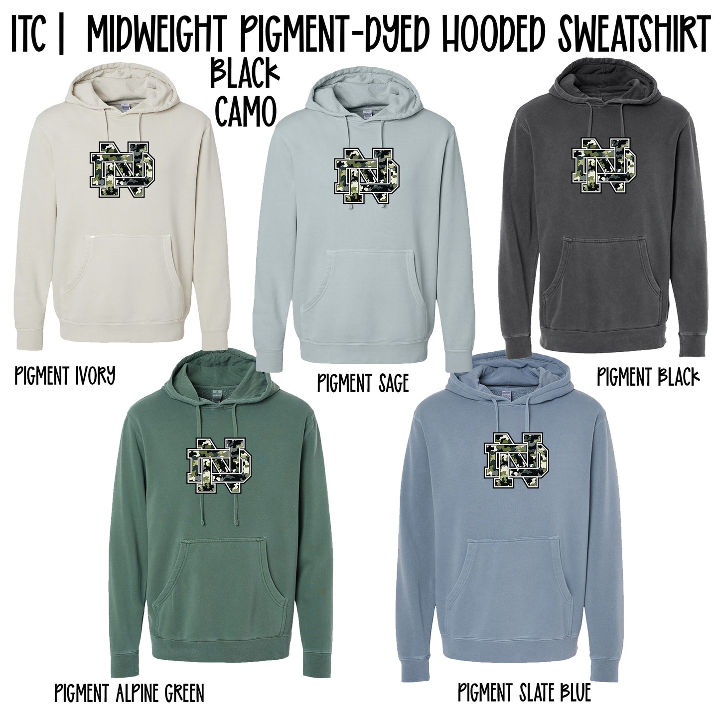 NORTH DELTA | BLACK CAMO | ITC MIDWEIGHT PYED PIGMENT HOODIE