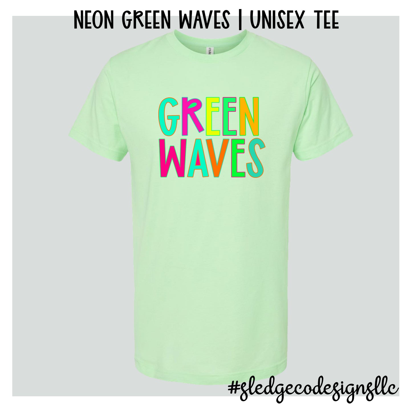 NORTH DELTA | NEON GREEN WAVES | Custom Unisex Tshirt