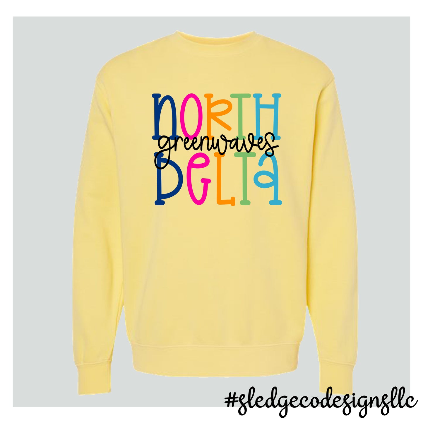 NORTH DELTA GREENWAVES | COLORFUL | Midweight Pigment-Dyed Crewneck Sweatshirt