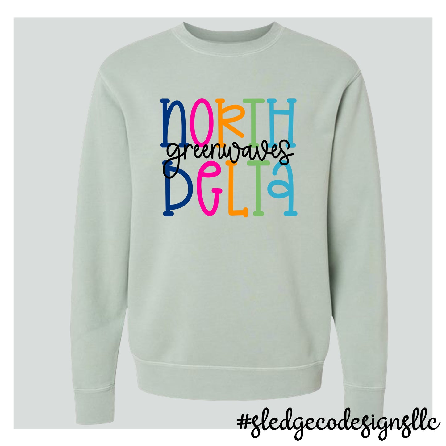 NORTH DELTA GREENWAVES | COLORFUL | Midweight Pigment-Dyed Crewneck Sweatshirt