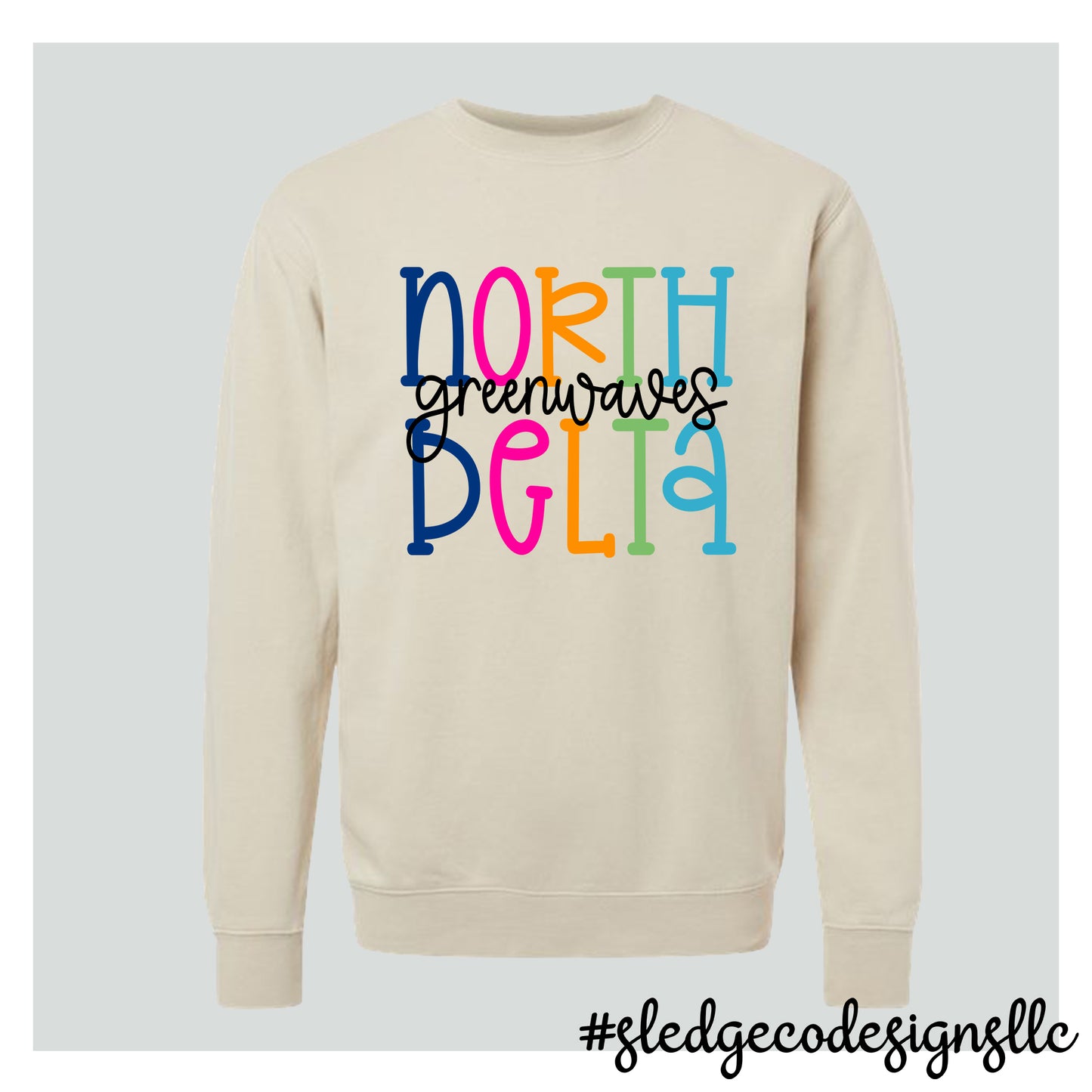 NORTH DELTA GREENWAVES | COLORFUL | Midweight Pigment-Dyed Crewneck Sweatshirt