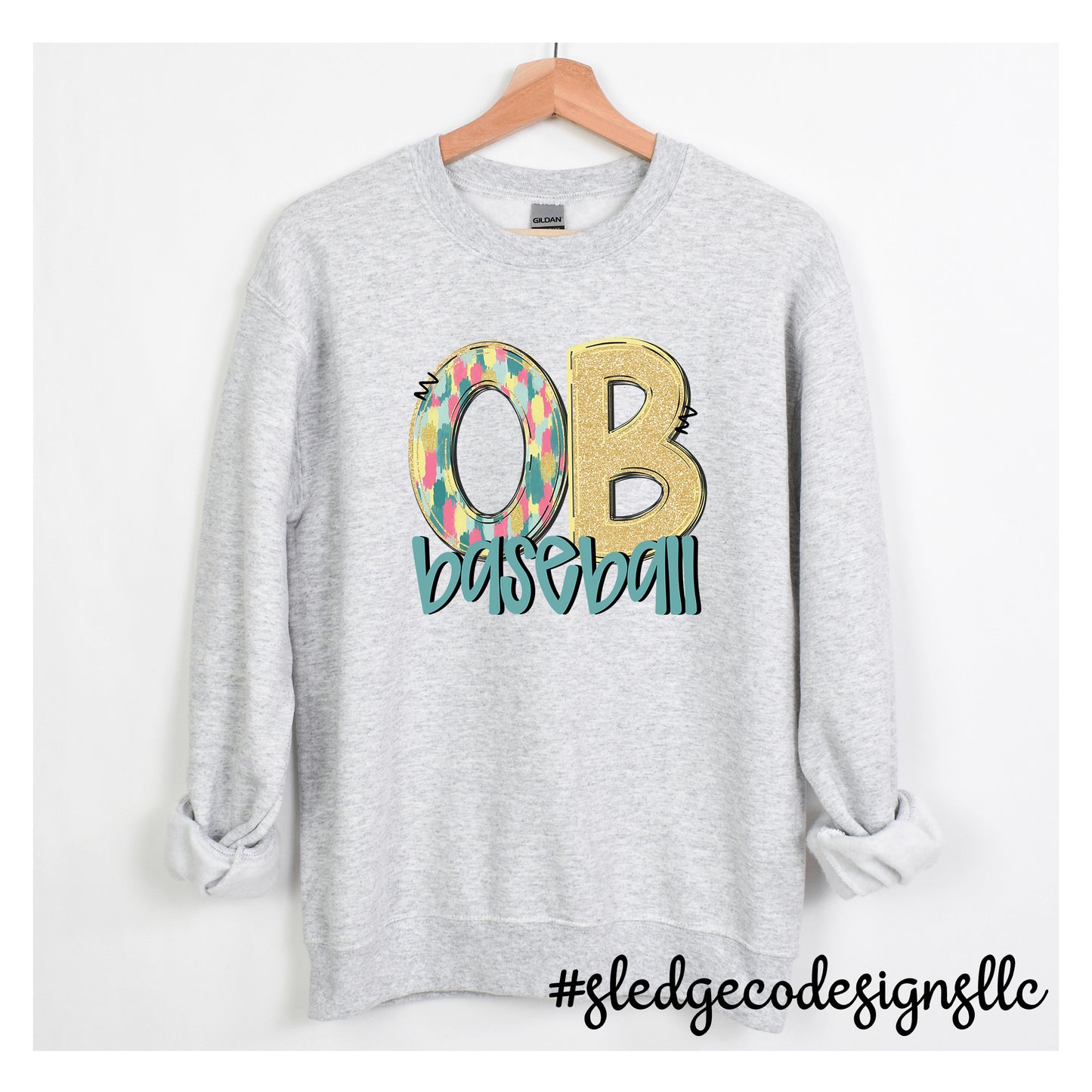 OLIVE BRANCH BASEBALL | HAND DRAWN SPRING DOODLE | CUSTOM UNISEX SWEATSHIRT