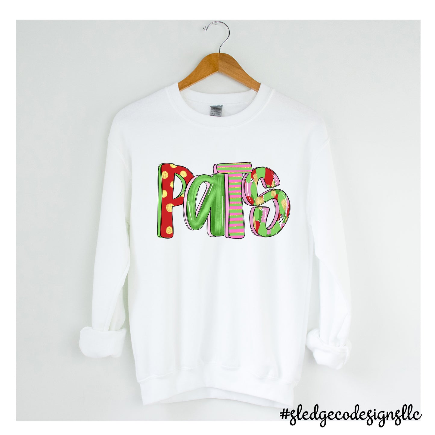 PATS AKA PATRIOTS | RED & GREEN DOODLE | CUSTOM UNISEX SWEATSHIRT