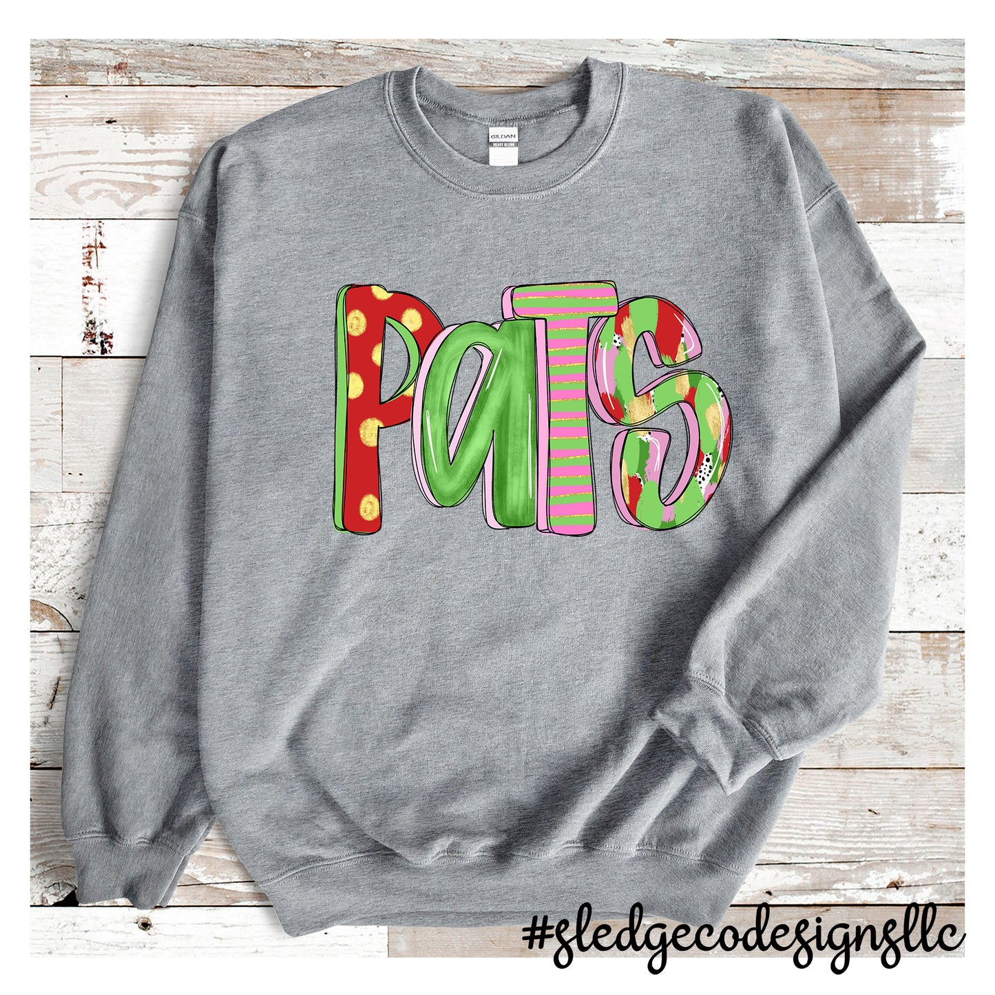 PATS AKA PATRIOTS | RED & GREEN DOODLE | CUSTOM UNISEX SWEATSHIRT