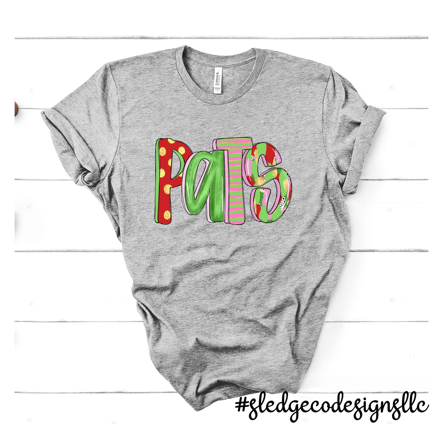PATS AKA PATRIOTS SPIRITWEAR | RED & GREEN DOODLE | Custom Unisex Tshirt