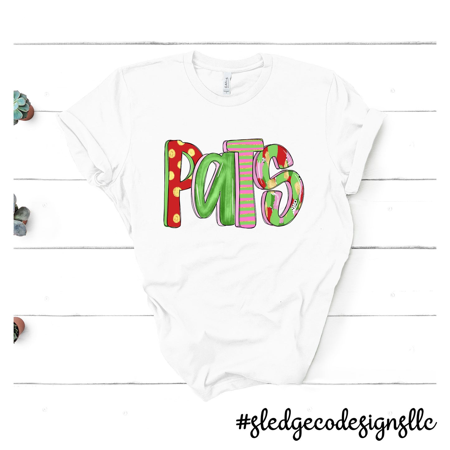 PATS AKA PATRIOTS SPIRITWEAR | RED & GREEN DOODLE | Custom Unisex Tshirt