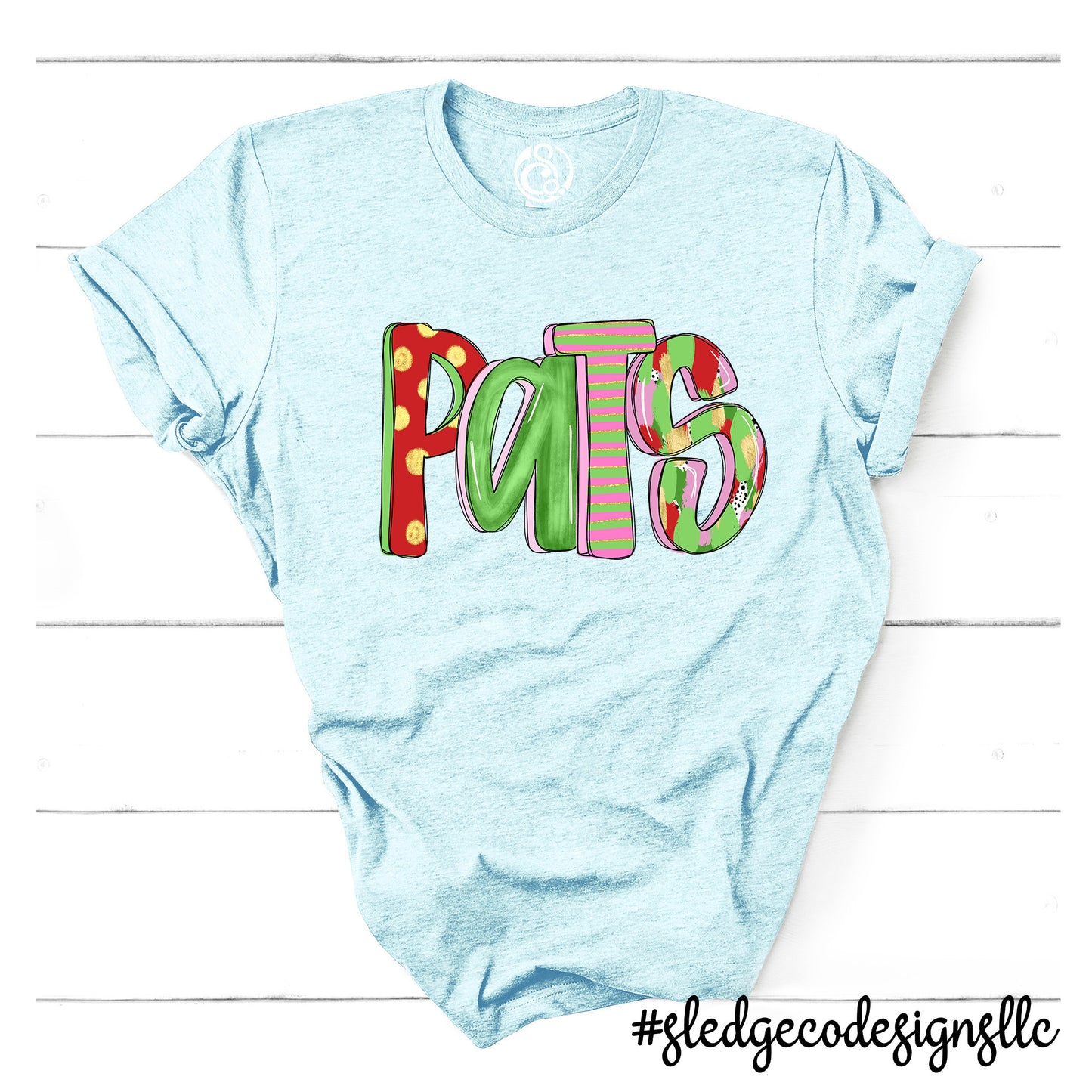 PATS AKA PATRIOTS SPIRITWEAR | RED & GREEN DOODLE | Custom Unisex Tshirt