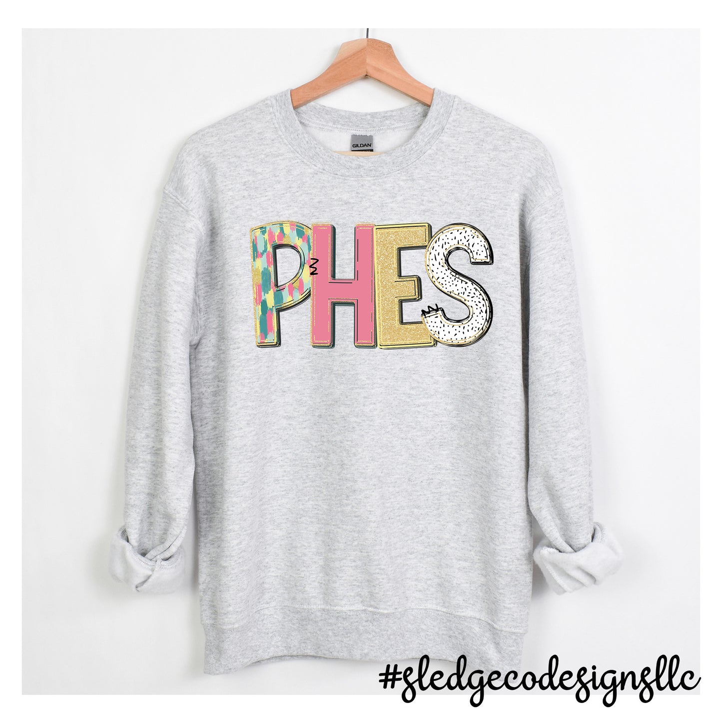 PLEASANT HILL ELEMENTARY |  PHES | HAND DRAWN SPRING DOODLE | CUSTOM UNISEX SWEATSHIRT