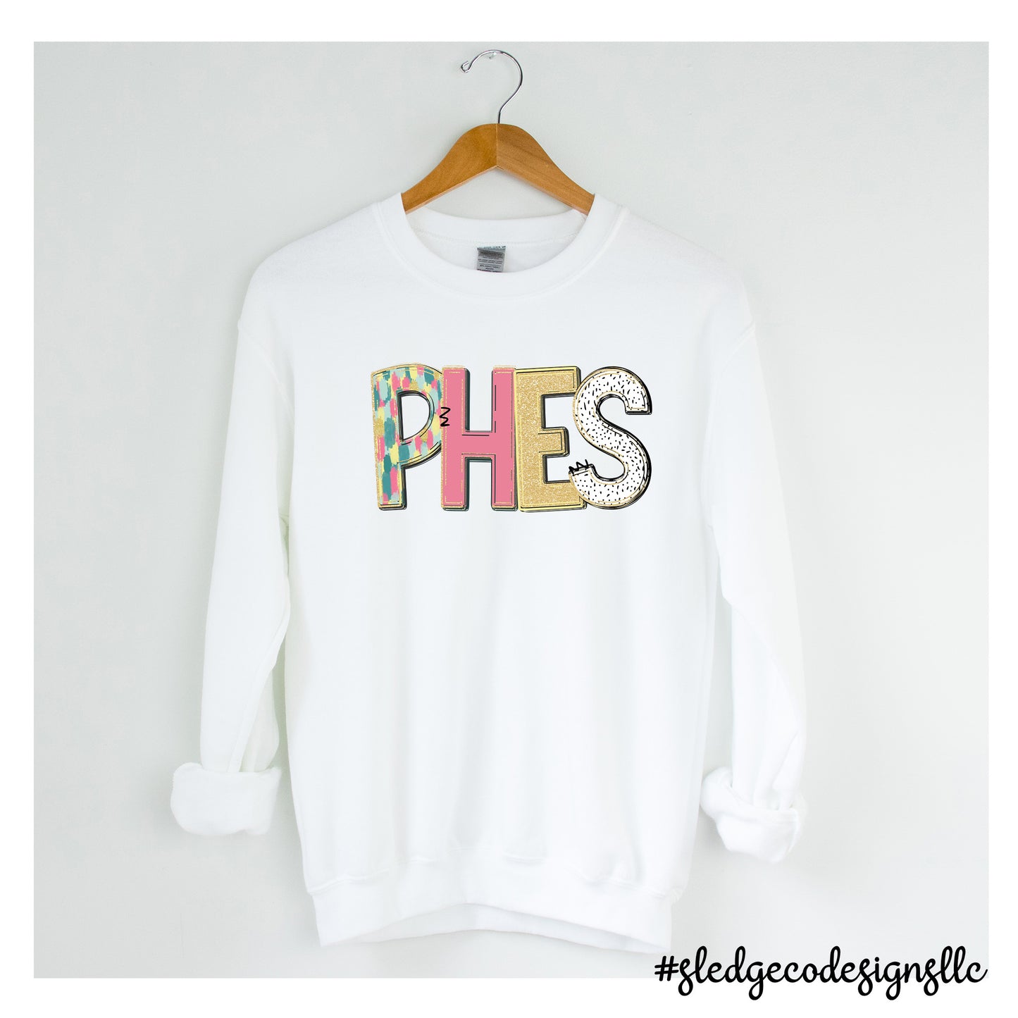 PLEASANT HILL ELEMENTARY |  PHES | HAND DRAWN SPRING DOODLE | CUSTOM UNISEX SWEATSHIRT