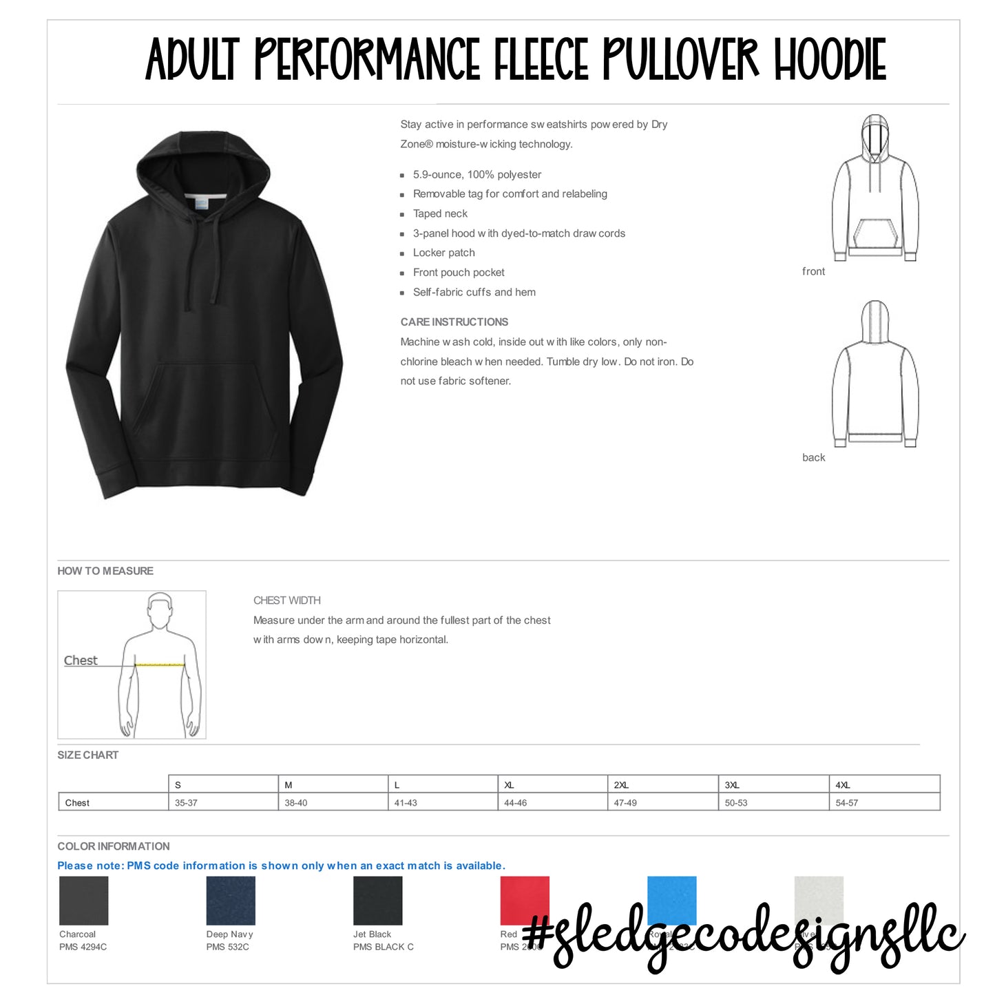 NORTH DELTA | WHITE LOGO | Sport-Wick Fleece Hooded Pullover | Performance Fleece Pullover Hoodie ADULT