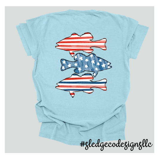 RED WHITE AND BLUE SOUTHERN FISH | JULY 4TH | USA | FATHERS DAY TEE | Custom Unisex TSHIRT
