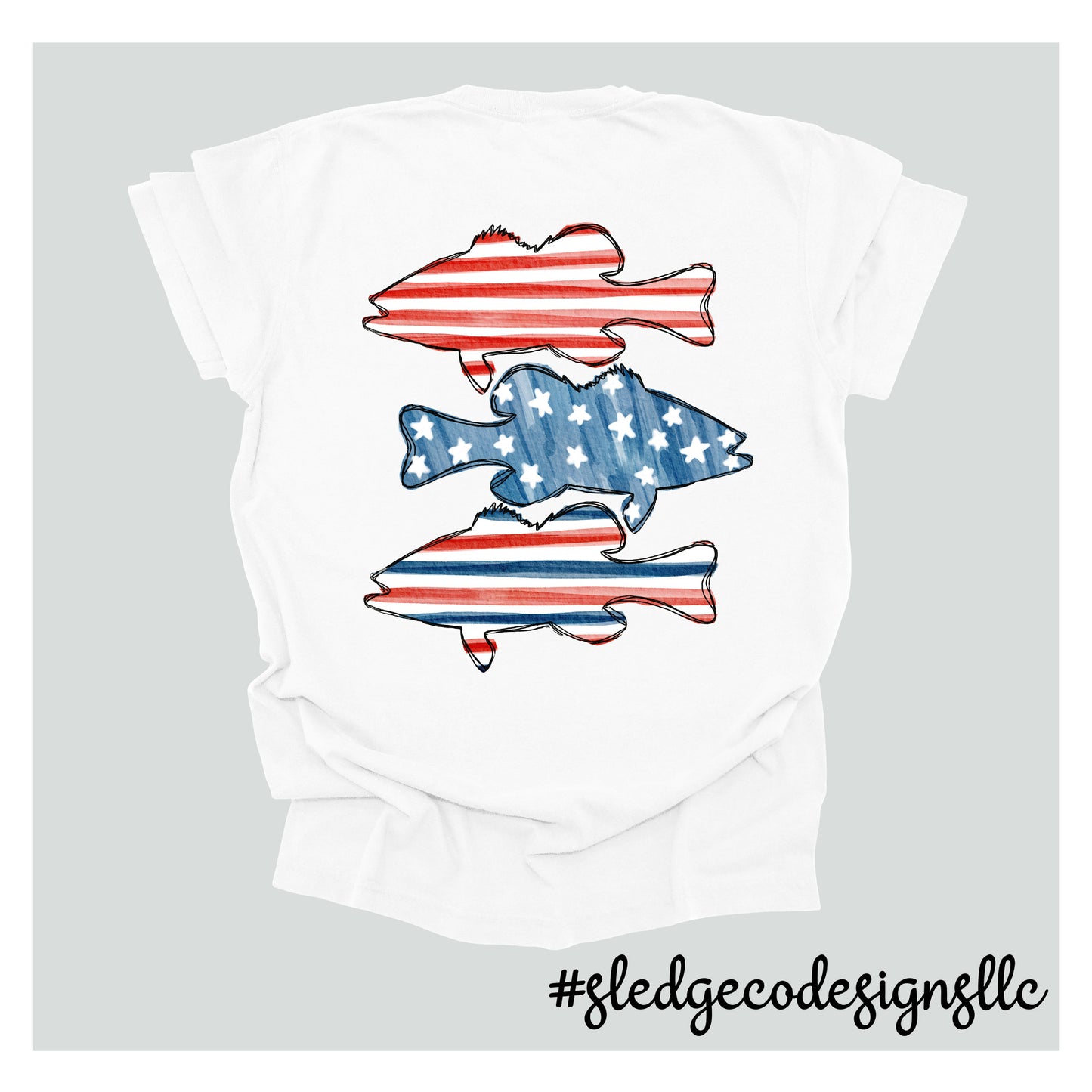 RED WHITE AND BLUE SOUTHERN FISH | JULY 4TH | USA | FATHERS DAY TEE | Custom Unisex TSHIRT