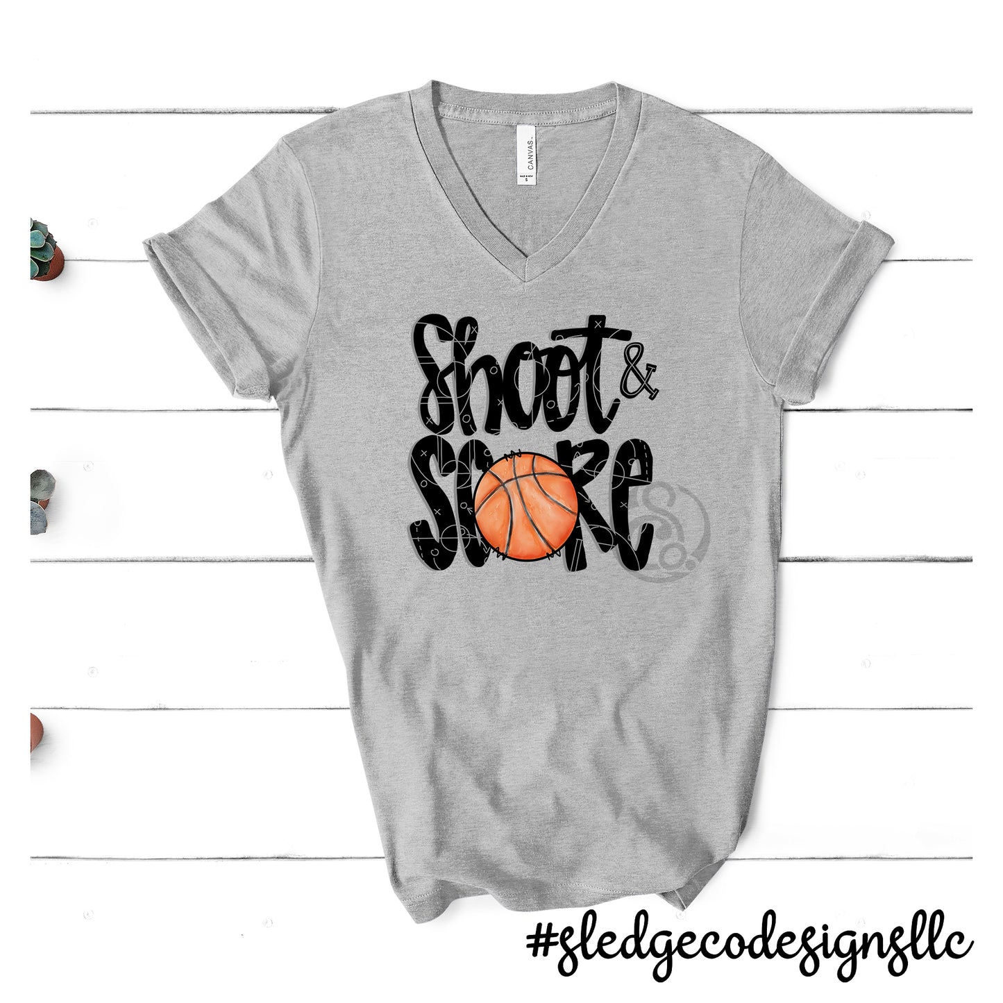 SHOOT AND SCORE | BASKETBALL |  Custom Unisex Tshirt - VNECK
