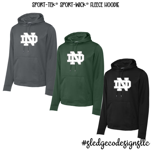 NORTH DELTA | WHITE LOGO | Sport-Wick Fleece Hooded Pullover | Performance Fleece Pullover Hoodie ADULT